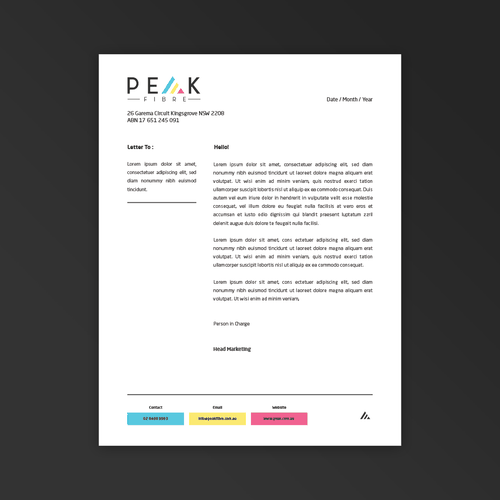 Creative, slick, professional Stationary for New Brand - Peak Fibre - Design by tfqqrrhmn