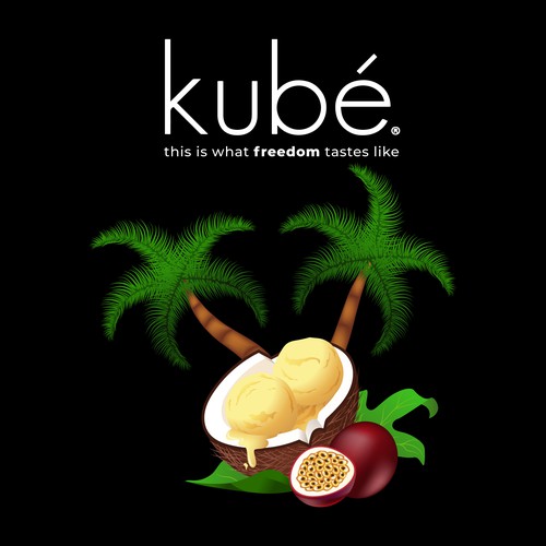 Design a graphic image for the BEST TASTING vegan ice cream manufacturer (kubé) and brand in Oakland Diseño de chris alfeus