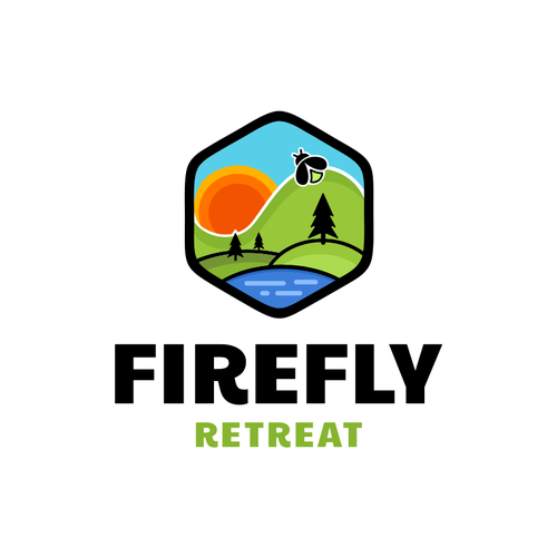 Firefly Retreat. Fun logo inspiring families to explore the outdoors! Design réalisé par hidra ✅