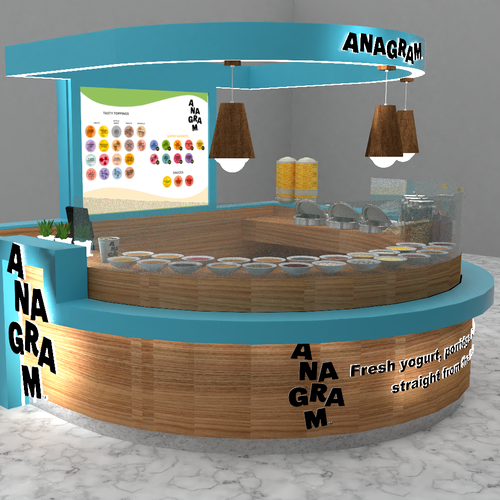 Design a 3D render for food serving kiosk Design by Ann Davis