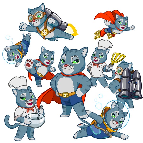 Cosmic Cat - Character Design and model sheet 
