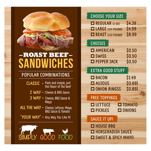 sandwich menus ideas