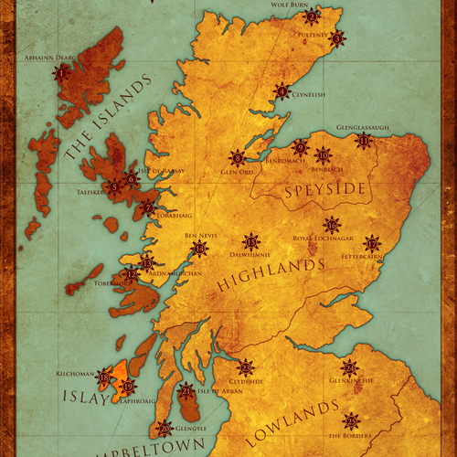 Scotch Whisky Distillery Map Visually Stunning Scottish Distillery Map For A Whisky Tasting Product  Needed | Illustration Or Graphics Contest | 99Designs