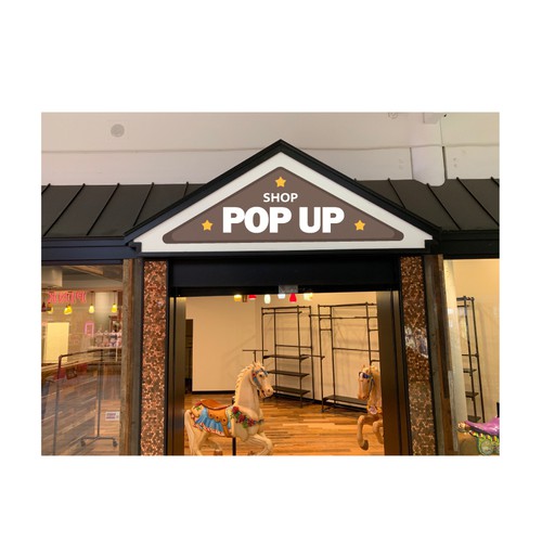 Custom storefront sign design for mall pop-up shop