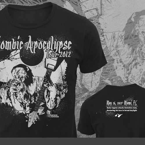 Zombie Apocalypse Tour T-Shirt for The News Junkie  Design by vabriʼēl