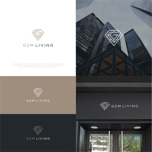 Geometrical, minimalist, modern brand design for Gem Living Design by Sunrise.