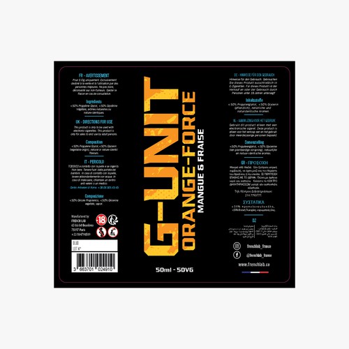 G-UNIT Eliquid need his new label Design by Byteripper