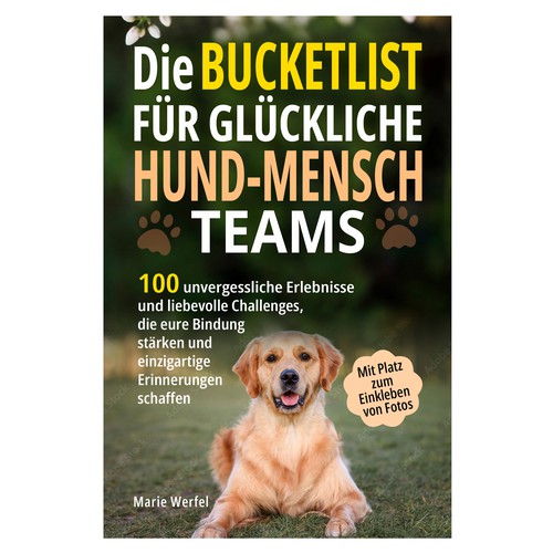 Design a harmonious, cute cover for a dog & human bucketlist Design by Cover_Design_Expert