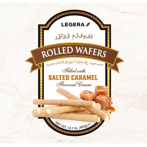 LEGERA Wafer Rolls Pack 125 gm - Salted Caramel Design by Davi Giolo ★