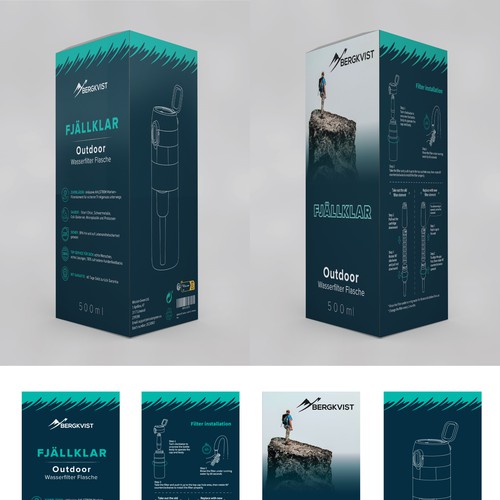 [HOT] - LONG TERM - Packaging Design for Outdoor Water Filter Bottle 500ml Design by LiloMagic