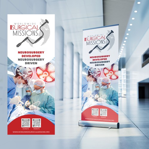 Surgical Non-Profit needs two 33x84in retractable banners for exhibitions Design by LSG Design