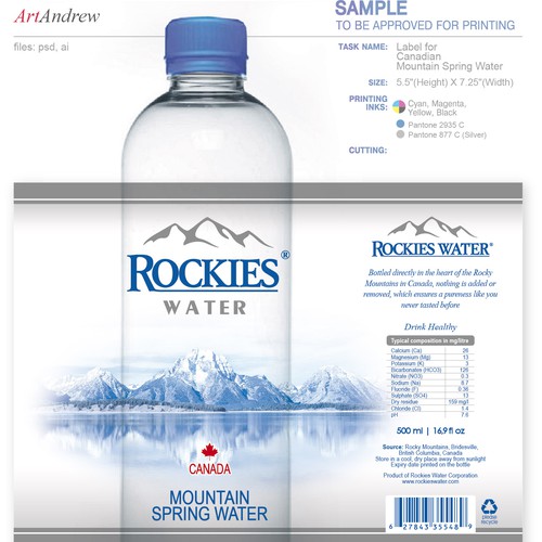 label for new Canadian Mountain Spring Water Design by ArtAndrew