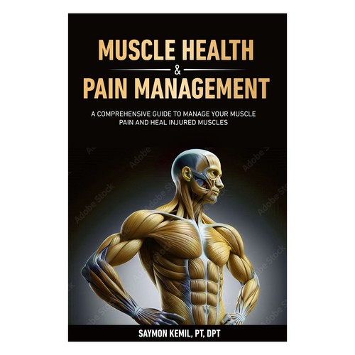 Book cover with a drawing images of the human anatomy combining muscles and bone structure. Design by Inspiremind