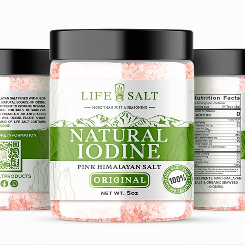 Label for Natural Iodine Pink Himalayan Salt that is fused with Seaweed Design by Design_byMe