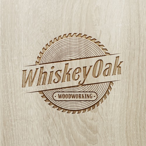 Powerful, vintage, whiskey inspired logo for woodworking company Diseño de Umetnick