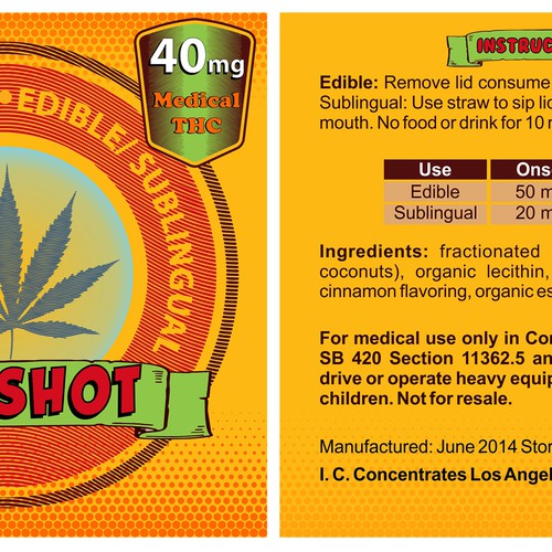 Label design for Unique Medical Cannabis Edible Product Product label