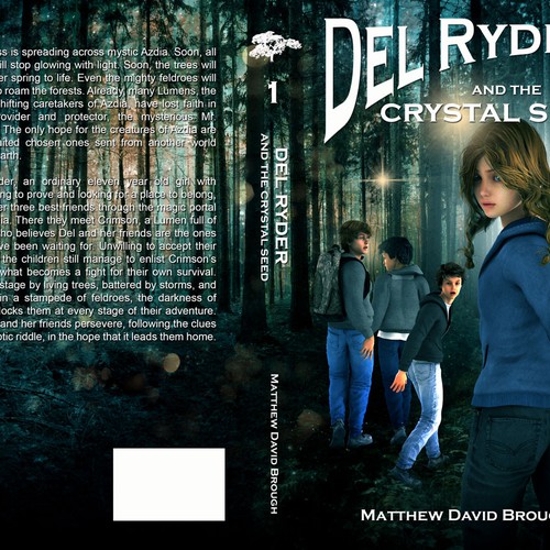 Create an eye catching book cover for middle grade fantasy adventure, Del Ryder and the Crystal Seed Design by DHMDesigns