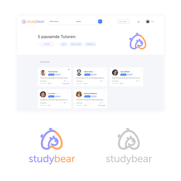 Design by ReesQ titled "StudyBear Logo"