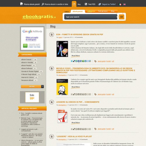 New design with improved usability for EbookGratis.It Design by Huntresss