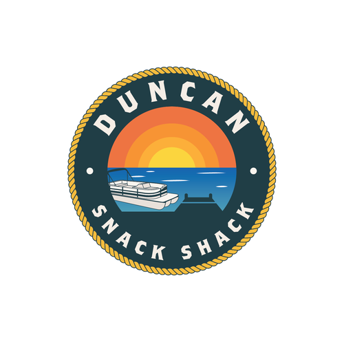 Cool vintage logo for our new pontoon food boat at our boat dock. Design by ∙beko∙