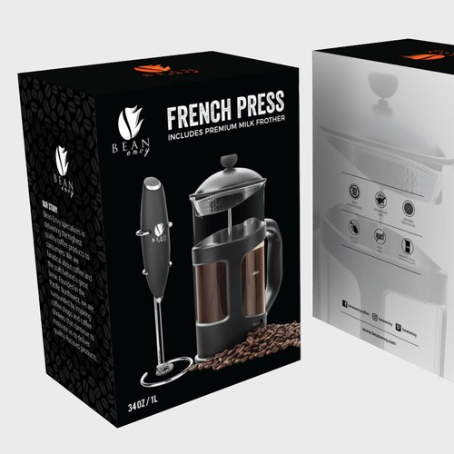 BEAN ENVY PROFESSIONAL FRENCH PRESS COFFEE MAKER AND PREMIUM MILK FROTHER  New!