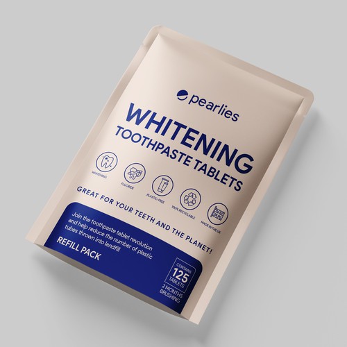 Design an attractive refill pack for a trendy new toothpaste tablet brand Design by farhanubaid