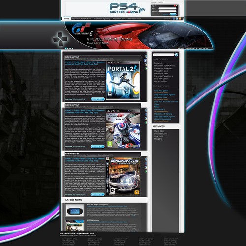 Create a vibrant new web 2.0 look for a PS4 gaming blog! Design by ouebDC
