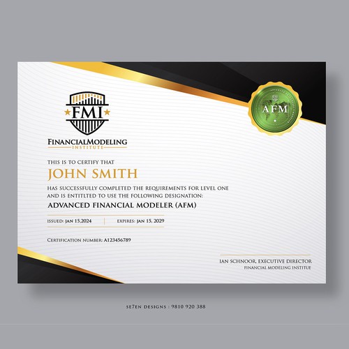 Looking for Custom Professional Certificate Design Design by se7en designs