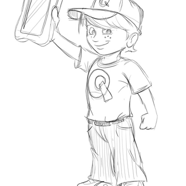 Super Hero Kid Logo Sketch