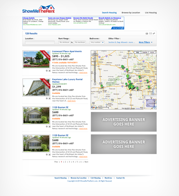 ShowMeTheRent.com needs a new, clean look and feel! | Web page design