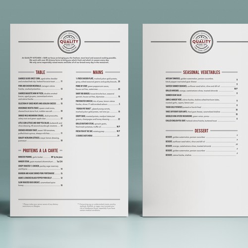 Create an unique yet professional menu for truly Farm to Table restaurant to be opened in Sedona, AZ Design by AnitaSt