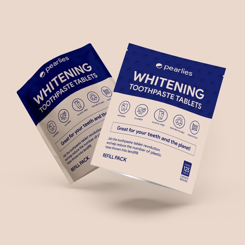 Design an attractive refill pack for a trendy new toothpaste tablet brand Design by farhanubaid
