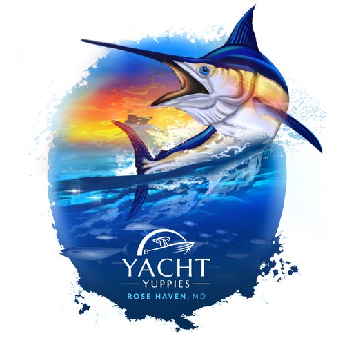 Yacht yuppies t-shirt design - white marlin/tuna, Illustration or graphics  contest