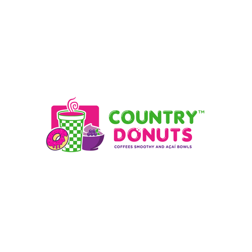 Design We need a modern exciting logo to encompasses our Name Country Donuts Coffee smoothy bowls di ropix