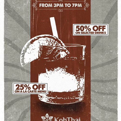 Happy Hour Poster for Thai Restaurant Design by Sefroute1