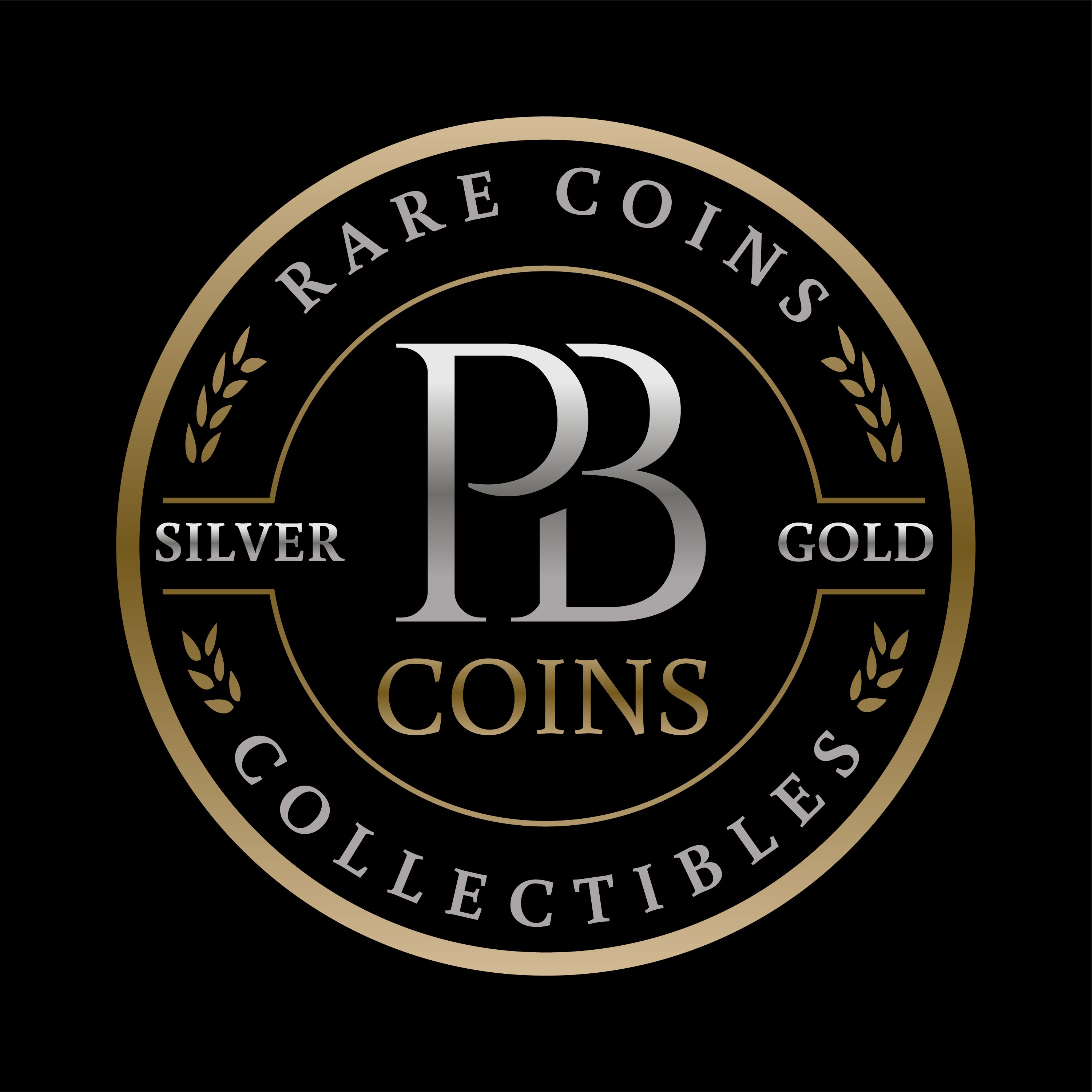 Coin logo with the title 'PB Coins - Rare coins'