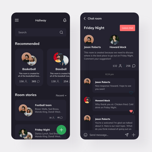 Designs | Design 2 iOS social chat app screens. Opportunity for more to ...