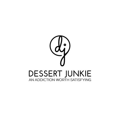 dessert junkiea logo that symbolizes the love/addiction of dessert