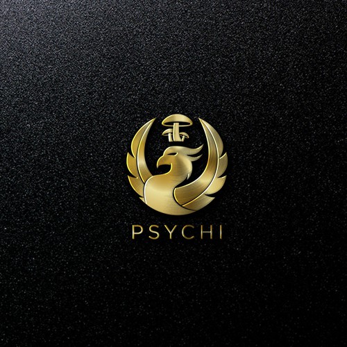 Design Psychi - a golden Phoenix and wild psilocybin mushrooms por Τ-ΒöВ