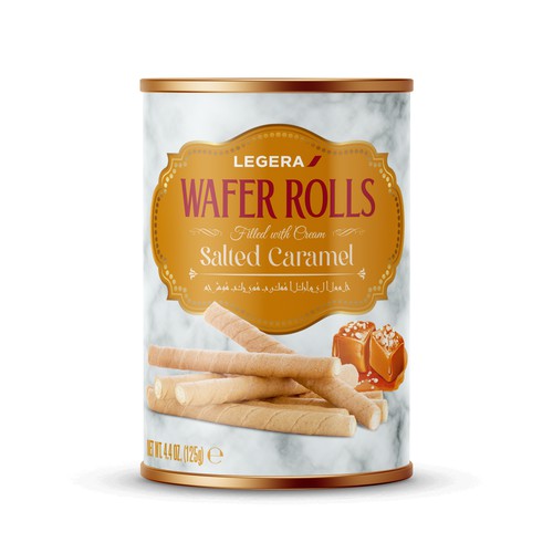 LEGERA Wafer Rolls Pack 125 gm - Salted Caramel Design by Gustavo RV