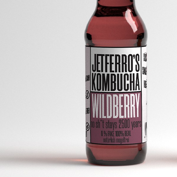 Modern, minimal label for new kombucha drink