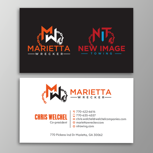 Powerful business card for large towing enterprise Design by Design sp