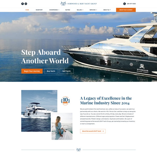 Yacht landing page