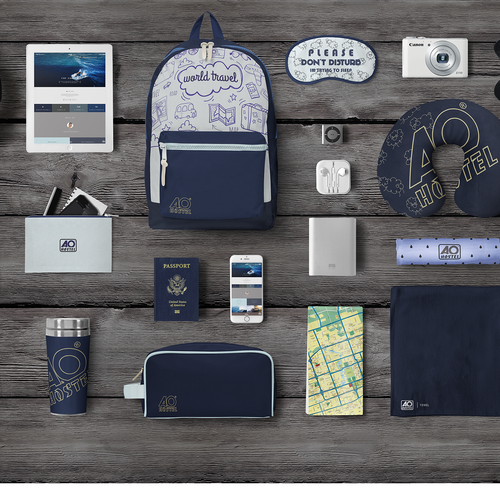 Create a cool merchandise design suitable for various travel items