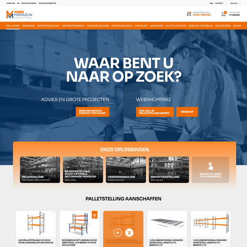 Creative website templates for a leading pallet racks company_ Meermagazijn Design by ChickenDinner