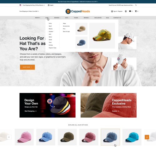 Custom hats ecommerce store targeted to b2b Web page design contest 99designs