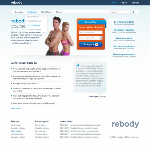 Rebody, rebuild yourself; health/fitness tracking & analytics | Web page  design contest | 99designs