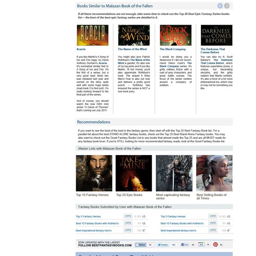 Help Best Fantasy Books with a new website design Réalisé par rosiee007