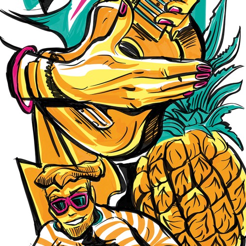 Pineapple and Ukulele love story Design by milomilo