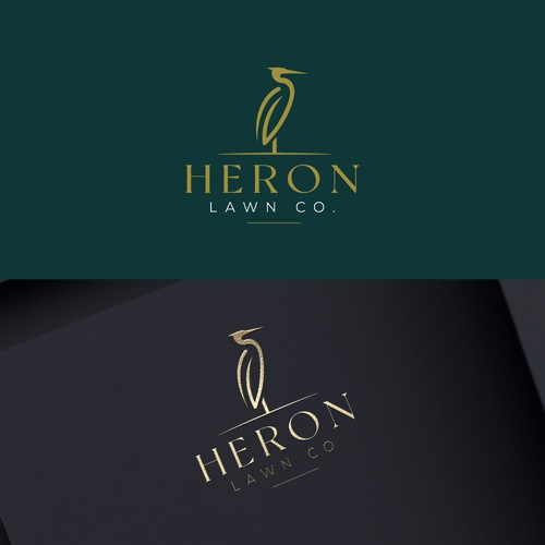 Modern Lawn Care Business with Heron Design by Rocket_Racoon